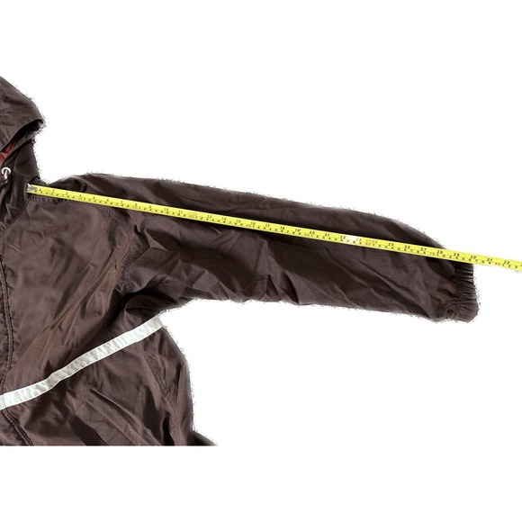 Vintage 90s Nike Swoosh Brown Full Zip Hooded Double Zipper Medium Jacket VTG - Picture 9 of 9